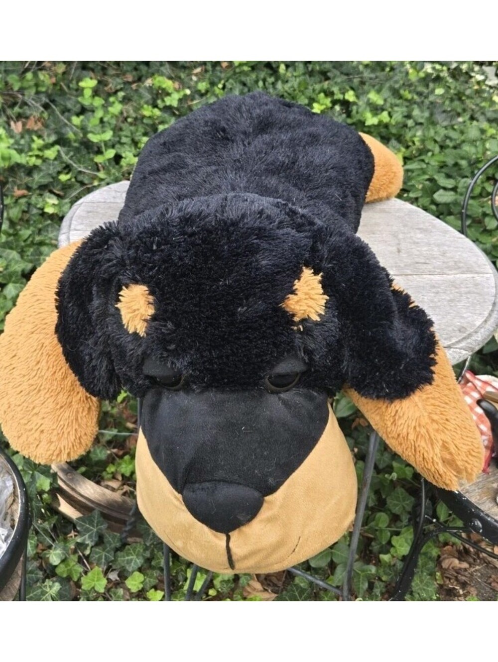 Huge 40" Black & Tan Dog Stuffed Animal Big Plush By Best Made Toys Int. Heart